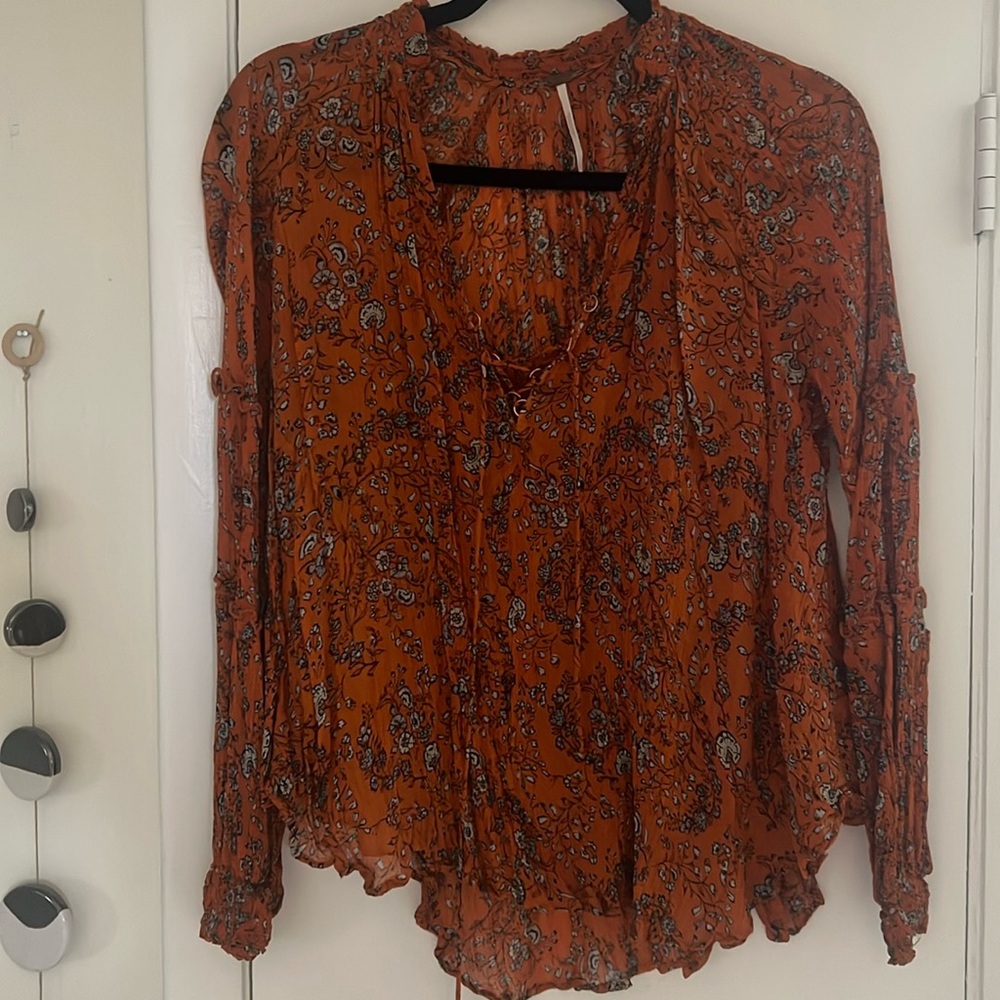 Orange free people flowy boho top